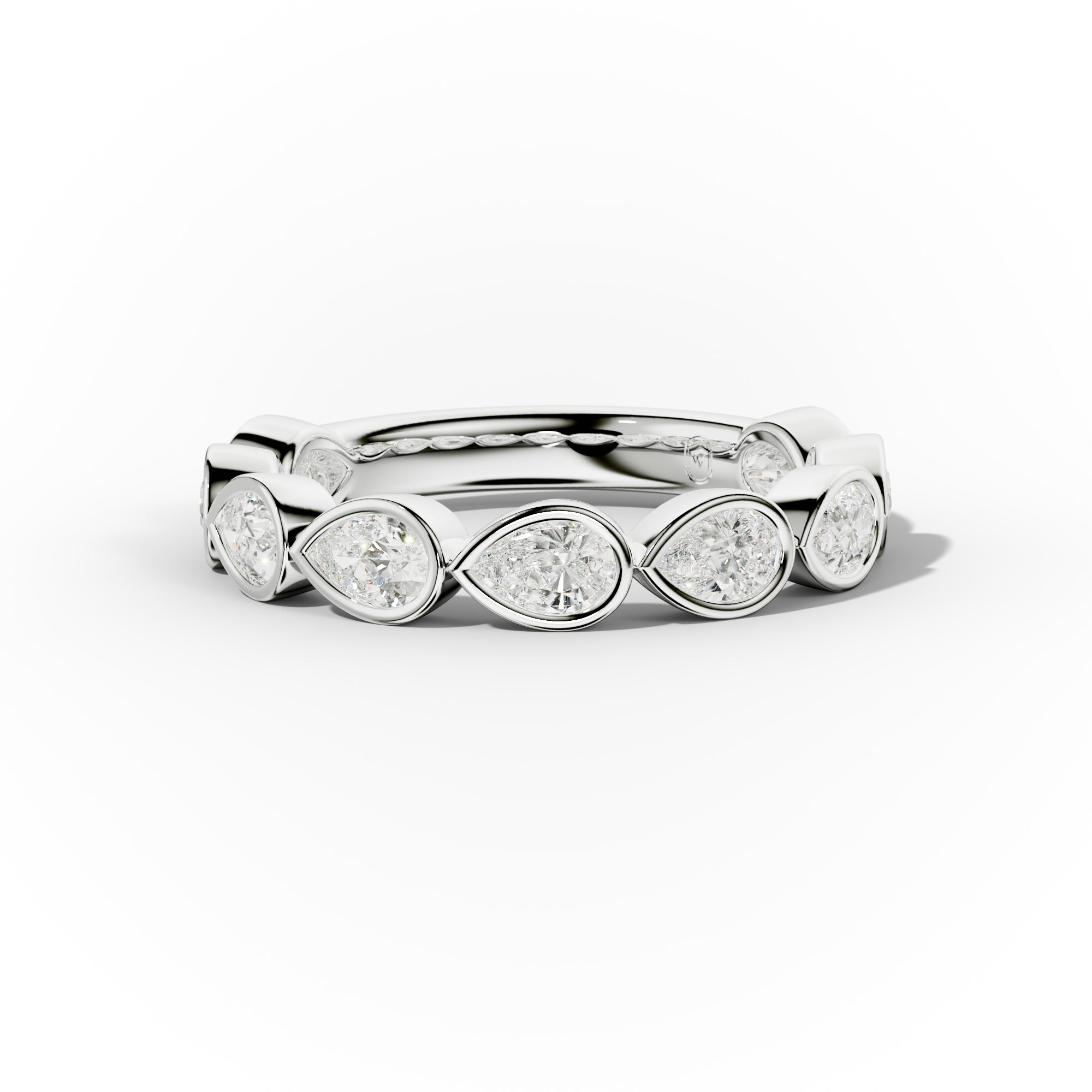 1.0 Carat East West Pear Shape Bezel Set Diamond Anniversary Band